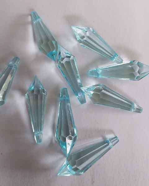 Acrylic, Crystal Beads, Crystal, Turquoise, 31mm x 10mm, 2pc