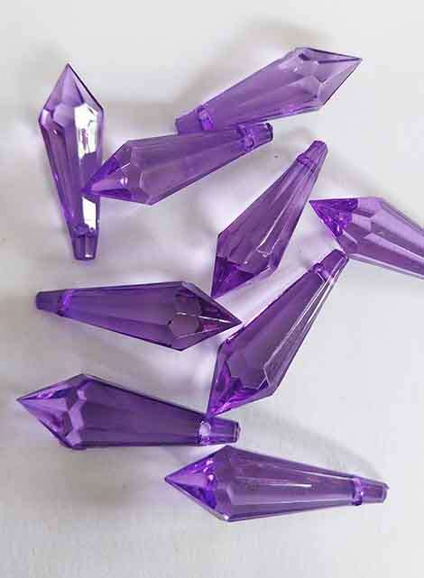 Acrylic, Crystal Beads, Crystal, Purple, 31mm x 10mm, 2pc