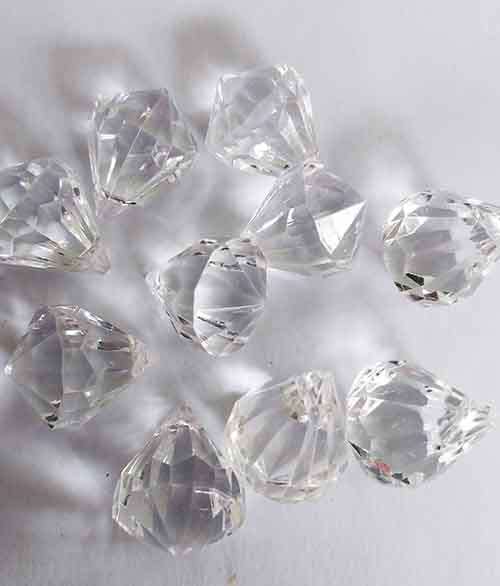 Acrylic, Crystal Beads, Teardrop, Round, Clear, 22mm, 4pc