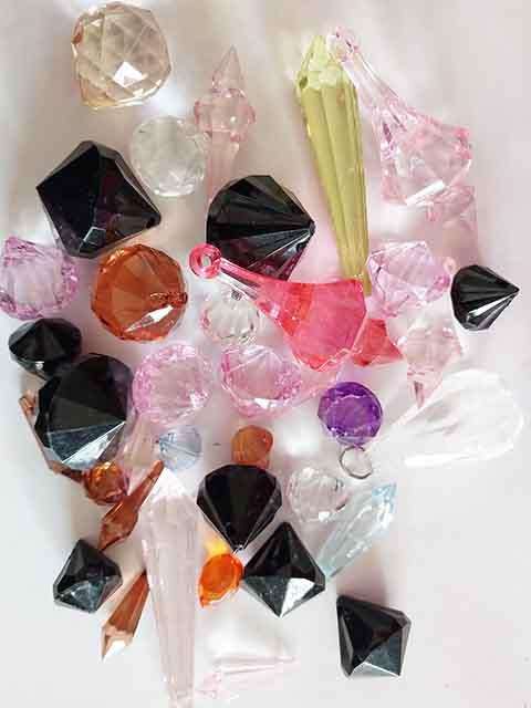 Acrylic, Crystal Beads, Mixed Shapes, Sizes and Colours, 37pc