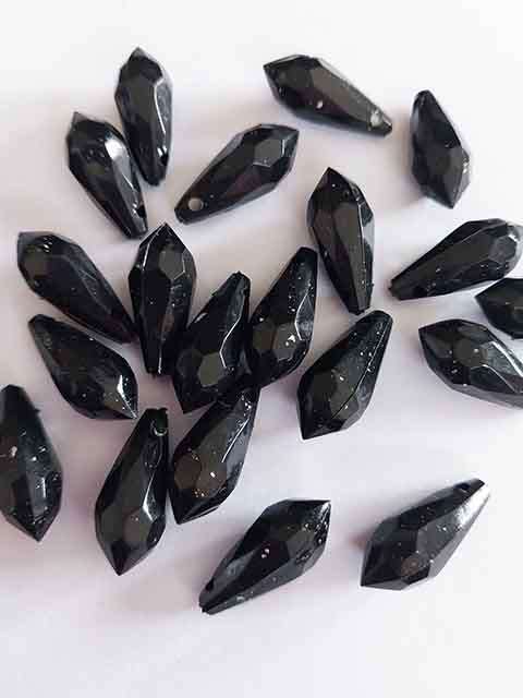 Acrylic Shapes, Teardrop, Black, Hole Side To Side, 18mm x 8mm, 10pc
