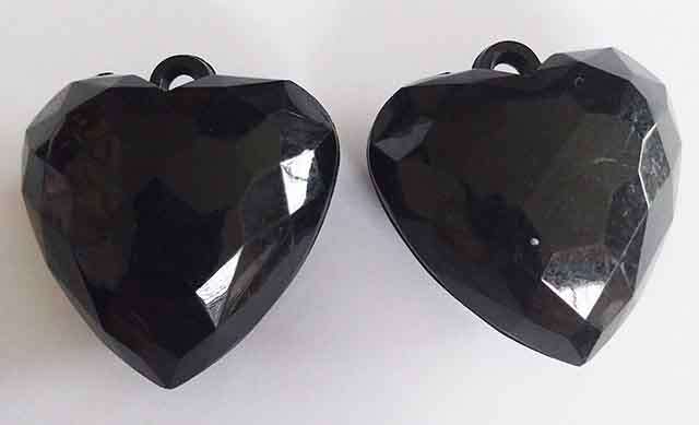 Acrylic Shapes, Heart, Black, 43mm, 2pc