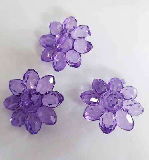 Acrylic Shapes, Flower, Purple, 30mm, 2pc