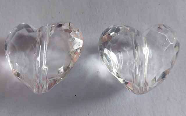 Acrylic Shapes, Heart, Clear, 25mm x 29mm, 2pc