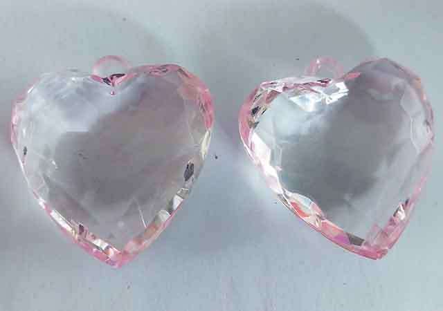 Acrylic Shapes, Heart, Pink, 37mm x 34mm, 2pc