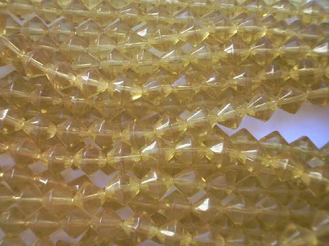 Glass Beads, Bicone, Yellow, 8mm, ±40pc