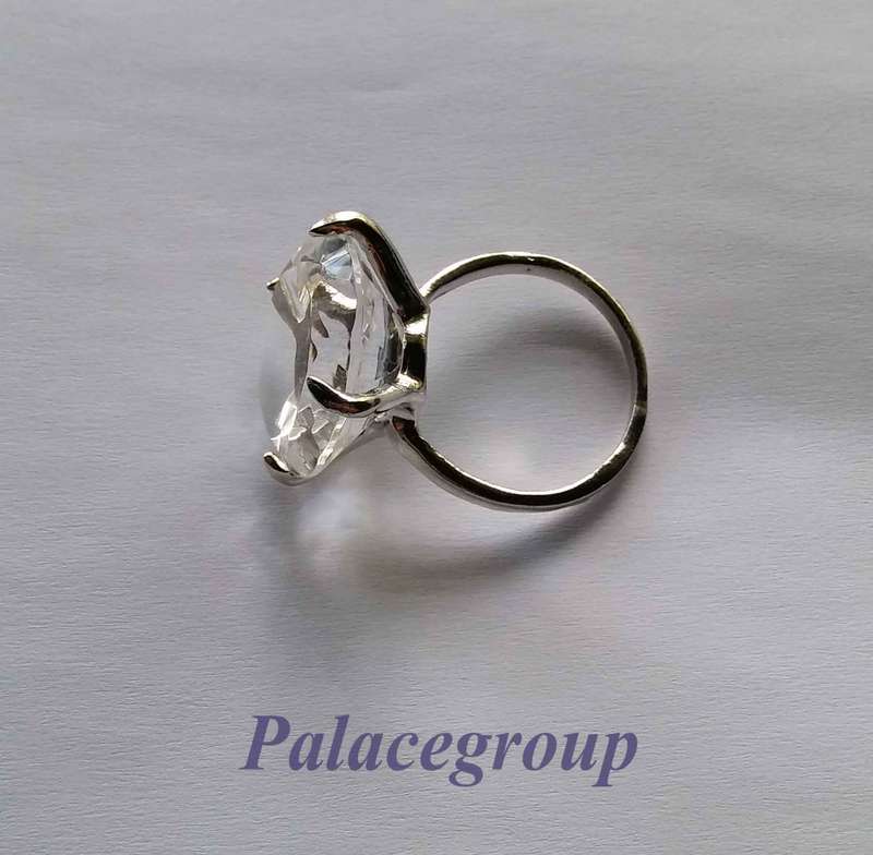 Display Ring, Silver Alloy + Round Cut Simulated Cubic Zirco, Ring Size ±28mm, Dia 28.5mm, H 17mm