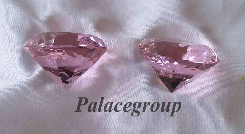 Display Item, 2 x  Pink Tourmaline Crystals, Round Cut, Dia 30mm, Height 20mm, Weight 14.5gr