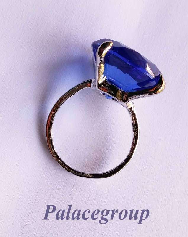 Display Ring, Silver Alloy + Round Cut Simulated Sapphire, Ring Size ±28mm, Dia 29mm, Height 18.5mm