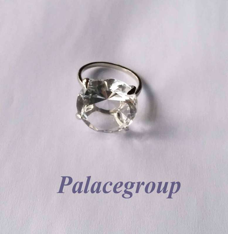 Display Ring, Silver Alloy + Round Cut Simulated Cubic Zirco, Ring Size ±28mm, Dia 28.5mm, H 17mm