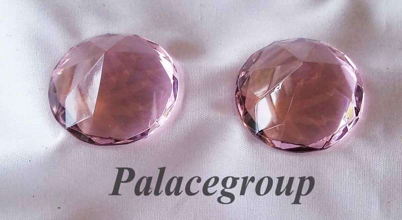 Display Item, 2 x  Pink Tourmaline Crystals, Round Cut, Dia 30mm, Height 20mm, Weight 14.5gr