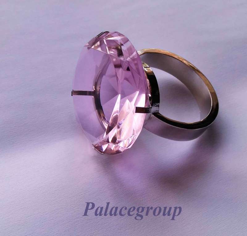 Display Ring, Silver Alloy + Round Cut Simulated Pink Tourmaline, Size ±45mm, Dia 54mm, Height 30mm