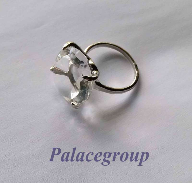 Display Ring, Silver Alloy + Round Cut Simulated Cubic Zirco, Ring Size ±28mm, Dia 28.5mm, H 17mm