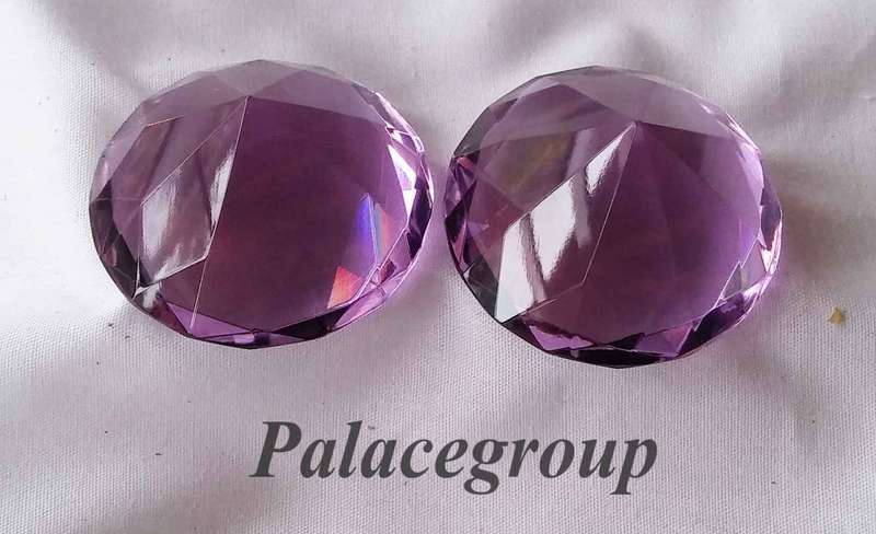 Display Item, 2 x  Purple Amethyst Crystals, Round Cut, Dia 40mm, Height 25mm, Weight 32gr