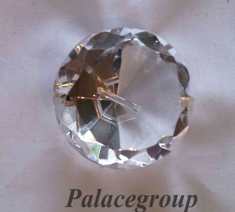 1 x Clear Crystal, Round Cut, Hole at Bottom - 1.75mm, Dia 40.5mm, Height 26mm, 36.4gr