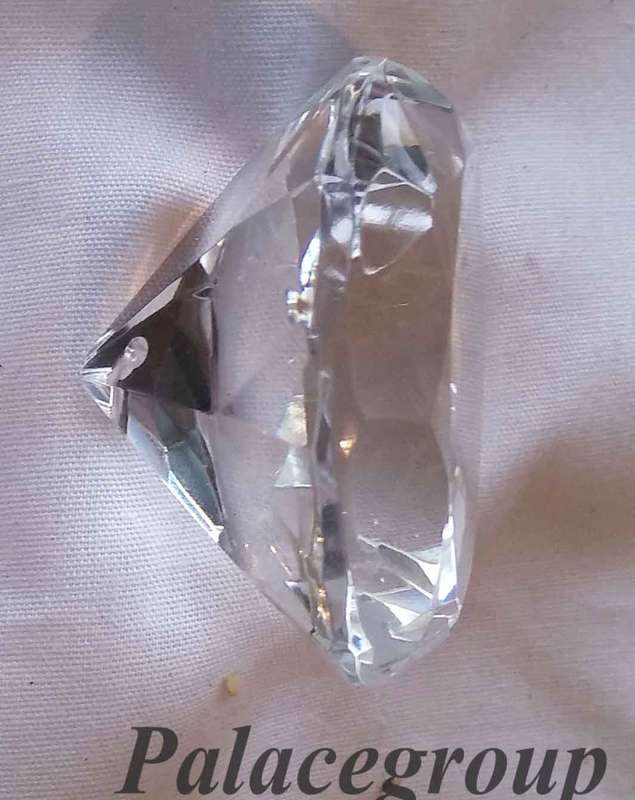 1 x Clear Crystal, Round Cut, Hole at Bottom - 1.75mm, Dia 40.5mm, Height 26mm, 36.4gr