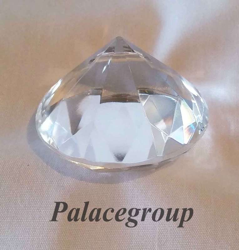 1 x Clear Crystal, Round Cut, Hole at Bottom - 1.75mm, Dia 40.5mm, Height 26mm, 36.4gr