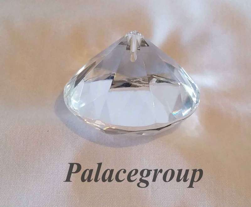 1 x Clear Crystal, Round Cut, Hole at Bottom - 1.75mm, Dia 40.5mm, Height 26mm, 36.4gr