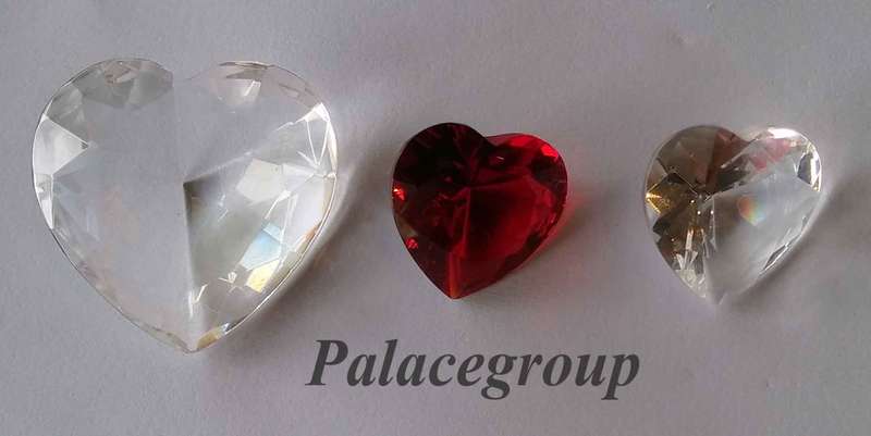 1 x  Clear Crystal Large, 1 x Red Crystal, 1 x Small Clear Crystal, Heart Shape, See Below