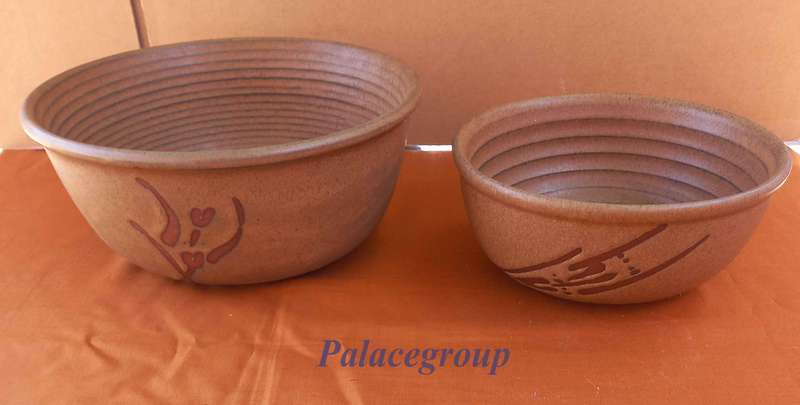 Argilla Pottery Art, Sandstorm Red Clay, 2 x Round Salad Bowls, Capacity 1 x 2.6 liter, 1 x 1.2 lite