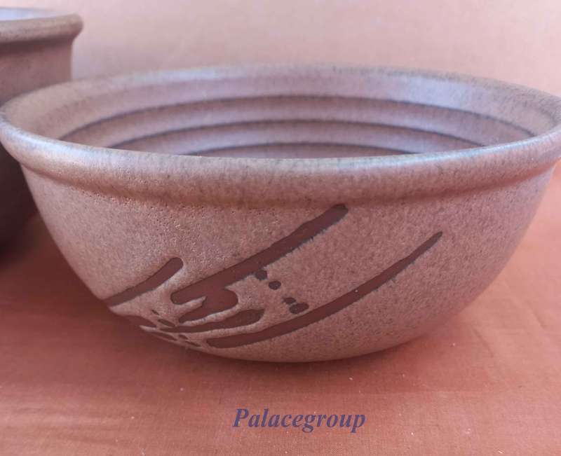 Argilla Pottery Art, Sandstorm Red Clay, 2 x Round Salad Bowls, Capacity 1 x 2.6 liter, 1 x 1.2 lite