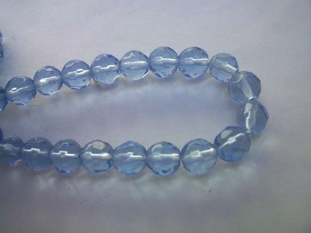 Facetted Glass Beads, Blue, 8mm, ±35pc