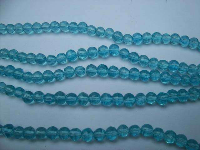Facetted Glass Beads, Turquoise, 6mm, ±40pc