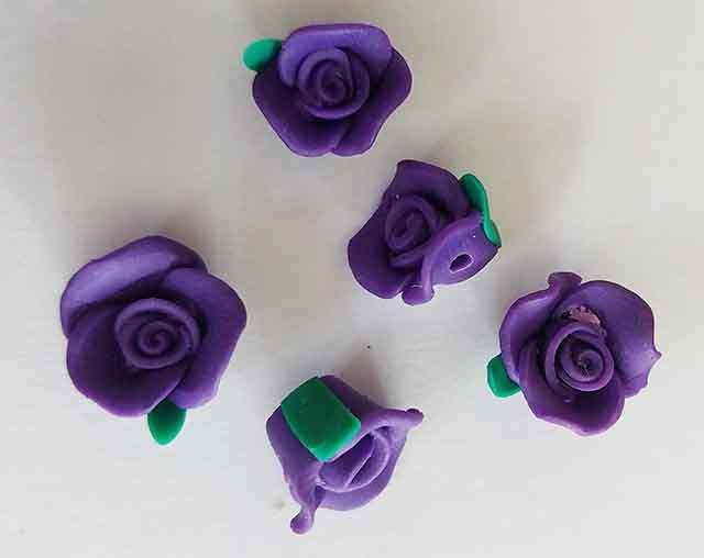 Flower, Rose, Made From Clay, Purple, 12mm, 4pc