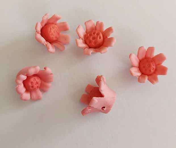 Flower, Made From Clay, Pink, 12mm, 4pc