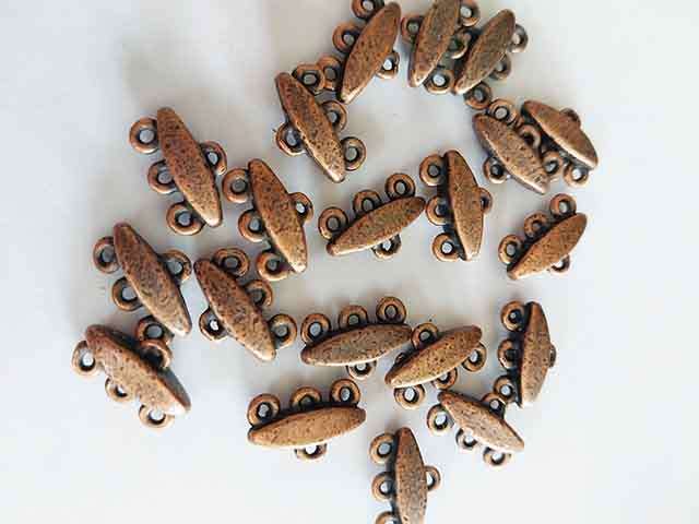 Findings End Pieces 3 to 1 Metal Copper 14mm x 9mm  6pc