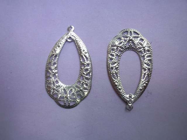 Findings, Earrings, Nickel Filigree Ear Charm, 32mm x 18mm, 2pc