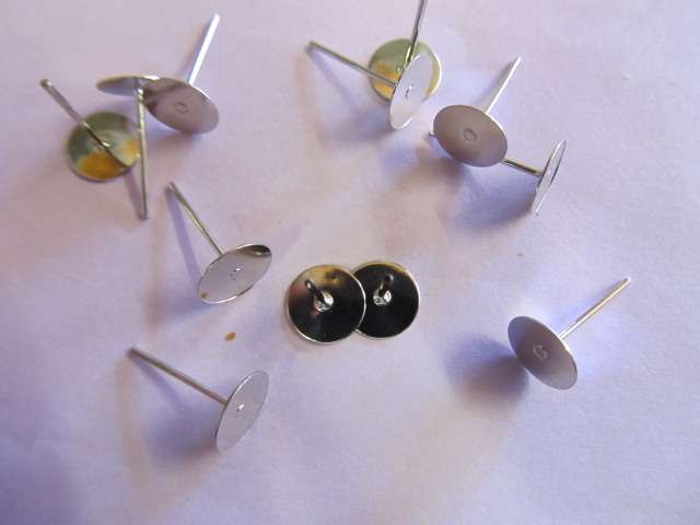 Findings, Earrings, Glueable Ear Stud, Stud Diameter 6mm, 20pc