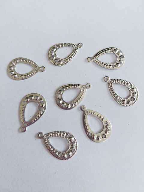 Findings, Earrings, Metal, Nickel, Filigree Ear Charm, 19mm x 12mm, 4pc