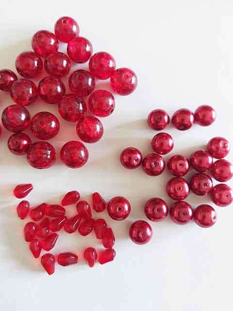Glass Beads, Mixed, 3 x 20pc, Round 12mm, Round 10mm, Teardrop 8mm x 6mm