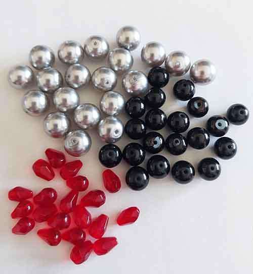 Glass Beads, Mixed, 3 x 20pc, Round 10mm,  Round 8mm, Teardrop 8mm x 6mm
