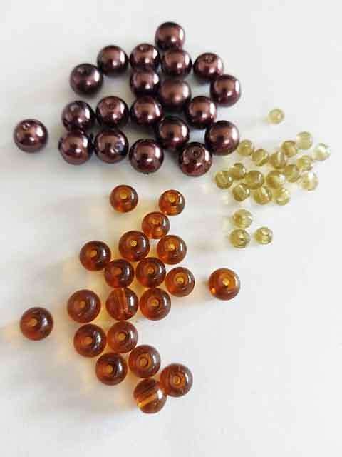 Glass Beads, Mixed, 3 x 20pc, Brown+Brown+Khaki, Round, Facetted Round, 8mm, 6mm, 4mm
