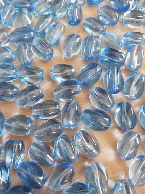 Glass Beads Indian, Other, Oval, Blue, 13mm x 8mm, 18pc