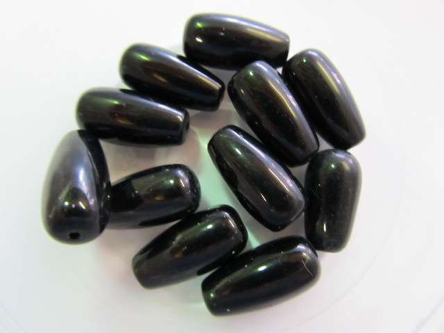 Glass Beads Indian, Other, Teardrop, Black, 20mm x 10mm, 10pc