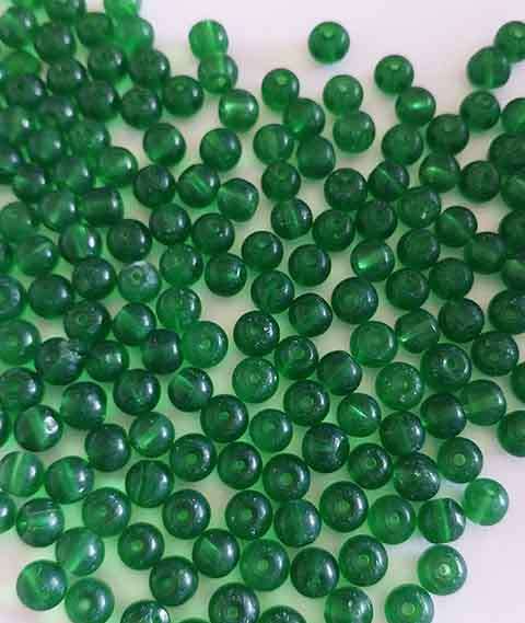 Glass Beads, Plain, Round, Dark Green, ±6mm, ±40pc (B Grade)