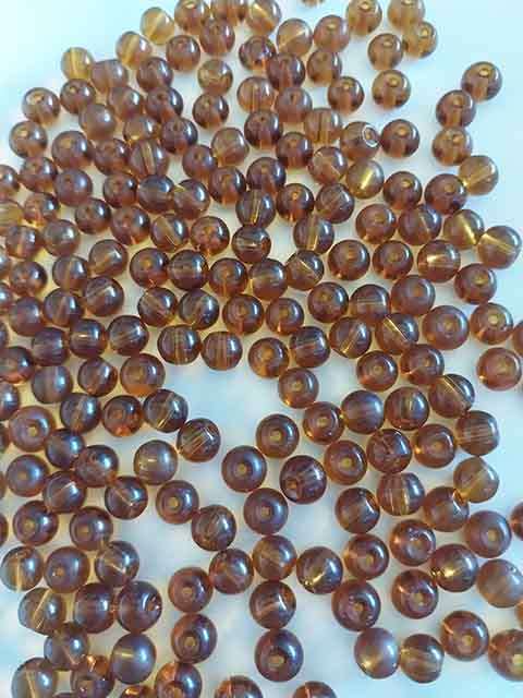 Glass Beads, Plain, Round, Brown, ±6mm, ±40pc (B Grade)