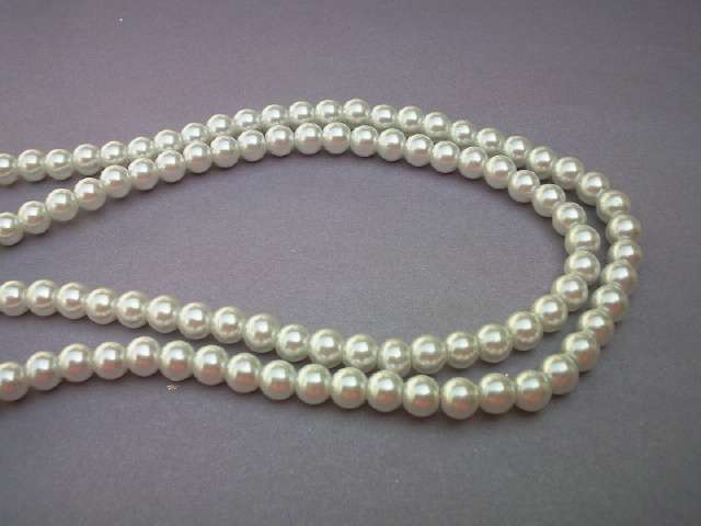 Glass Pearls, White, 6mm, ±70pc