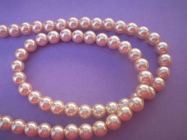 Glass Pearls, Light Pink, 8mm, ±50pc