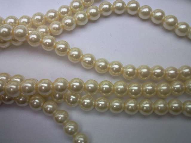 Glass Pearls, Beige, 6mm, ±70pc