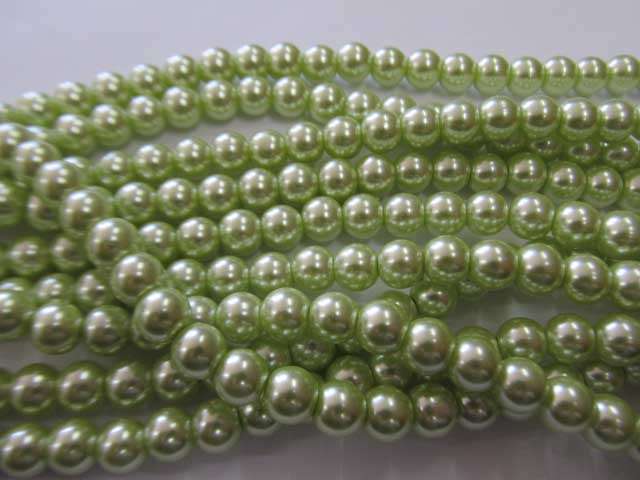 Glass Pearls, Light Green, 8mm, ±50pc