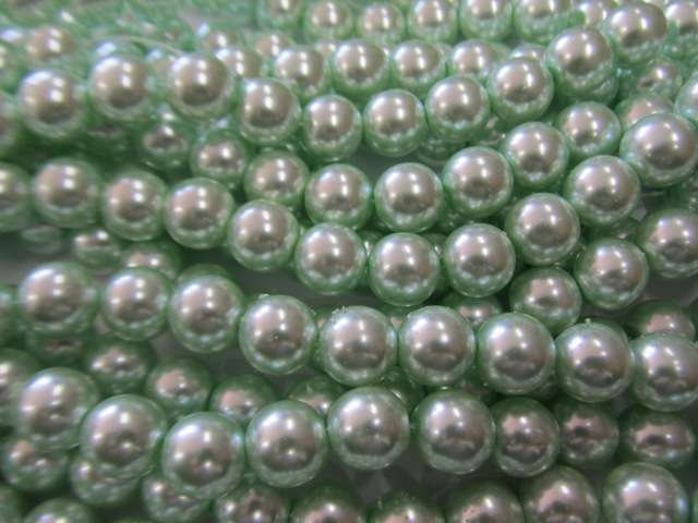 Glass Pearls, Soft Green, 12mm, ±70pc