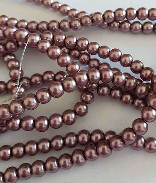 Glass Pearls, Brown, 5mm, ±80pc