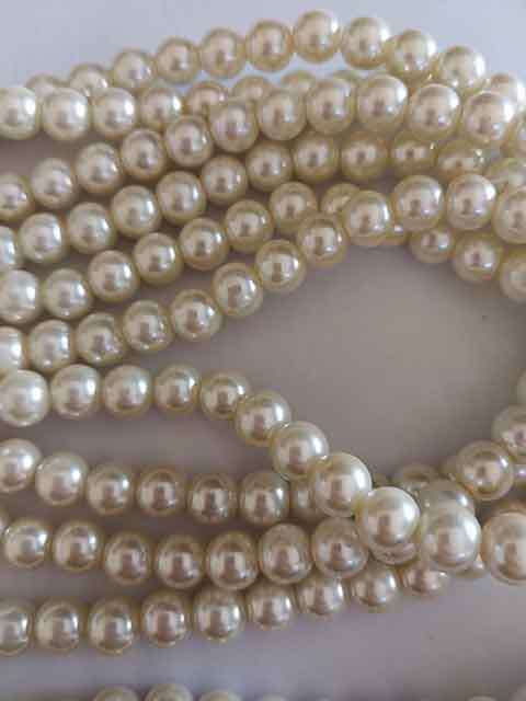 Glass Pearls, Light Yellow, 8mm, ±50pc