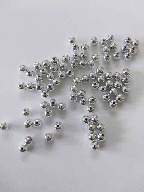 Metal Beads, Silver Acrylic, Round, 6mm, 30pc