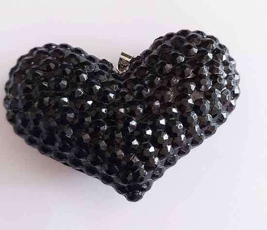 Pendant, Heart, Acrylic, Black, 60mm x 43mm, 1pc