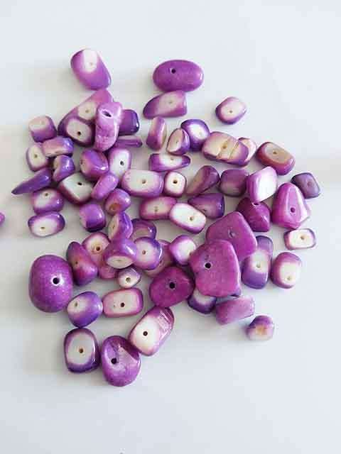 Shell Beads, Pieces, 30gr, Purple